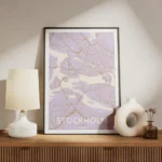 affiche de carte de ville contemporaine lilas et beige clair avec le texte stock meuble.webp