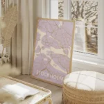 affiche de carte de ville contemporaine lilas et beige clair avec le texte stock salon beige.webp