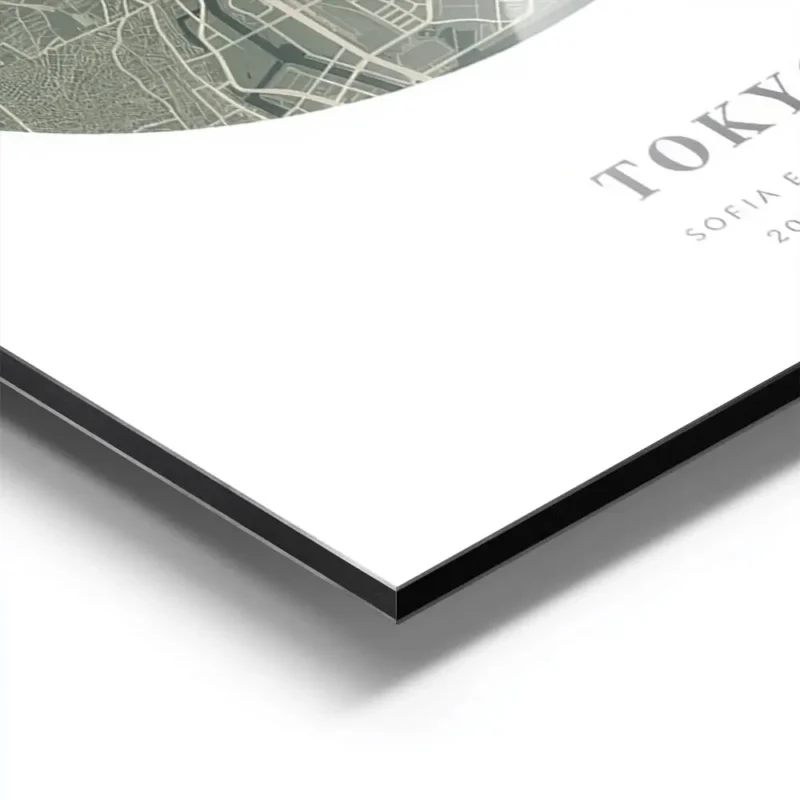 affiche de carte de ville personnalisee en forme de globe vert mousse et beige a aluminium.webp