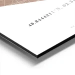 affiche de carte de ville personnalisee en forme dhexagone tons rose et moutarde aluminium.webp