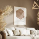 affiche de carte de ville personnalisee en forme dhexagone tons rose et moutarde salon.webp