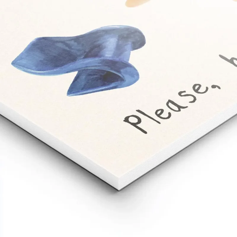 affiche de chaises de designer variees peintes a la main avec le texte please ha lightpanel.webp