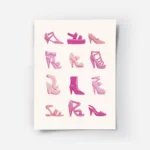 affiche de chaussures roses illustration de divers modeles de talons hauts et bo.webp