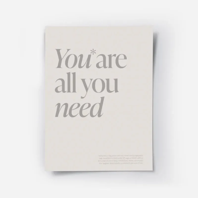 affiche de citation apaisante en beige you are all you need avec typographie gri.webp