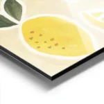 affiche de citrons jaunes et de tranches de citron avec des feuilles vertes sur aluminium.webp