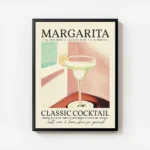affiche de cocktail margarita classique typographie et verre de margarita avec t avec cadre.webp