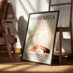 affiche de cocktail margarita classique typographie et verre de margarita avec t encadre.webp