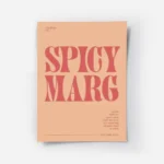 affiche de cocktail margarita epicee avec texte typographie orange et rouge.webp