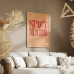 affiche de cocktail margarita epicee avec texte typographie orange et rouge salon.webp