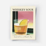affiche de cocktail whiskey sour avec une tranche de citron et du texte typograp.webp