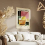 affiche de cocktail whiskey sour avec une tranche de citron et du texte typograp salon.webp