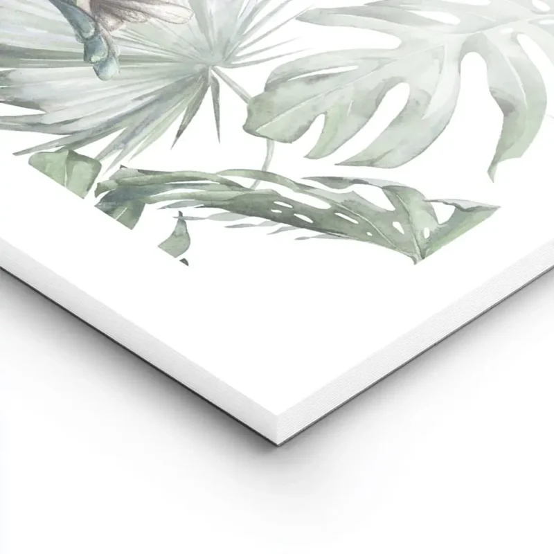 affiche de colibri turquoise et rose butinant des fleurs tropicales entoure de f lightpanel.webp