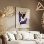 affiche de collage avec formes geometriques angulaires superposees en orange noi salon.webp