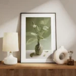 affiche de collage botanique vert vase avec fleurs et feuilles decoration murale meuble.webp