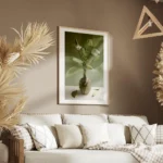 affiche de collage botanique vert vase avec fleurs et feuilles decoration murale salon.webp