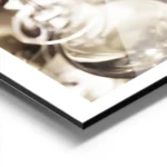 affiche de coupes de champagne empilees avec des bulles sur fond noir aluminium.webp