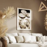 affiche de coupes de champagne empilees avec des bulles sur fond noir salon.webp