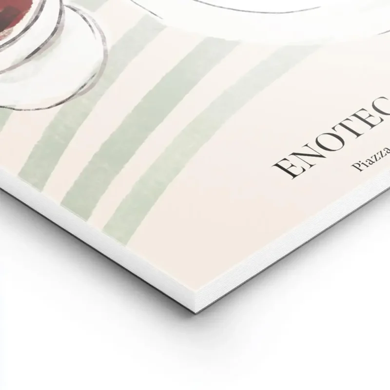 affiche de cuisine avec deux verres de vin rouge une bouteille et une assiette d lightpanel.webp