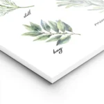 affiche de cuisine avec neuf illustrations dherbes aromatiques vertes dont le ba lightpanel.webp