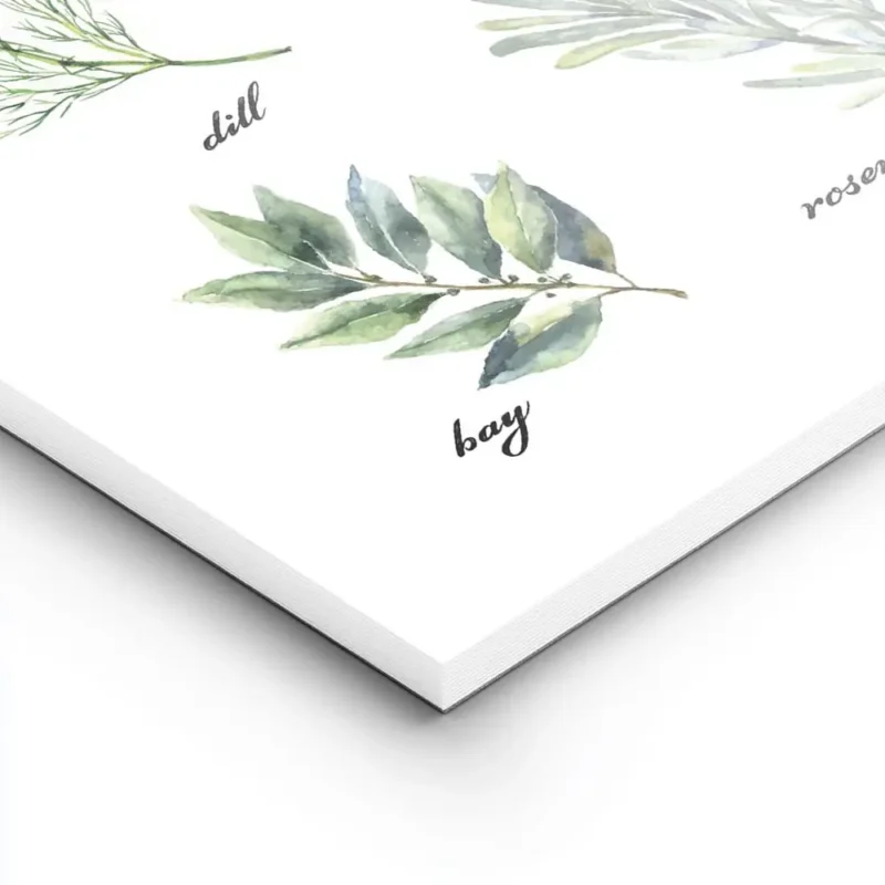 affiche de cuisine avec neuf illustrations dherbes aromatiques vertes dont le ba lightpanel.webp