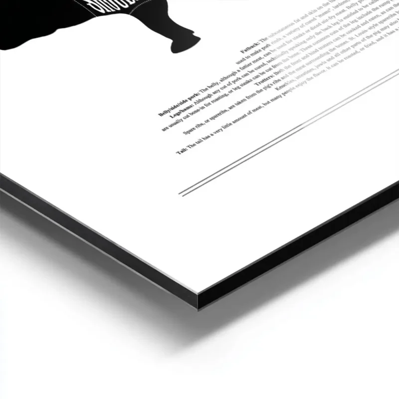 affiche de cuisine avec un schema de decoupe du porc et les noms des morceaux ty aluminium.webp