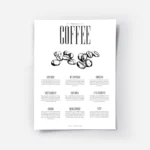 affiche de cuisine elegante avec typographie coffee et des grains de cafe detail.webp