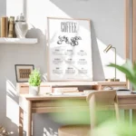 affiche de cuisine elegante avec typographie coffee et des grains de cafe detail bureau.webp