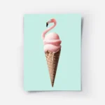 affiche de cuisine moderne avec une glace rose en forme de flamant rose sur un c.webp