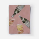 affiche de deux bouteilles de martini versant dans deux verres tenus par des mai.webp