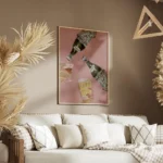 affiche de deux bouteilles de martini versant dans deux verres tenus par des mai salon.webp