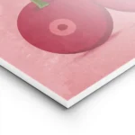 affiche de deux cerises rouges avec des queues vertes et des feuilles sur fond r lightpanel.webp