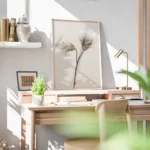 affiche de deux chardons seches aux couleurs beige et marron sur un fond texture bureau.webp