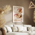 affiche de deux cocktails champagne rose dans des verres en cristal avec tranche salon.webp