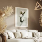 affiche de deux coquelicots blancs en gros plan lun epanoui et lautre en bouton salon.webp