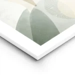 affiche de deux cygnes stylises en beige et vert avec un soleil jaune sur fond g lightpanel.webp