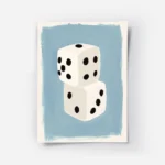 affiche de deux des blancs empiles avec des points noirs sur un fond bleu clair .webp