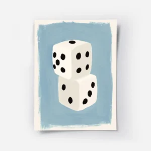 affiche de deux des blancs empiles avec des points noirs sur un fond bleu clair .webp