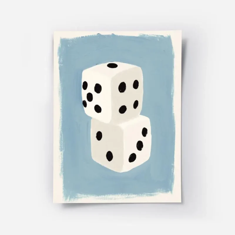 affiche de deux des blancs empiles avec des points noirs sur un fond bleu clair .webp