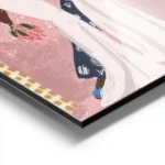 affiche de deux femmes dansant lune en blanc et lautre en bleu fonce sur fond ro aluminium.webp