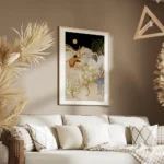 affiche de deux femmes dansant sous la lune dans une ambiance nocturne avec une salon.webp