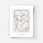 affiche de deux figures abstraites en line art noir sur fond beige senlacant et .webp