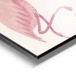 affiche de deux flamants roses au cou entrelace sur un fond beige illustration d aluminium.webp