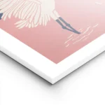 affiche de deux grues blanches dansantes avec des accents bleus et rouges sur un lightpanel.webp