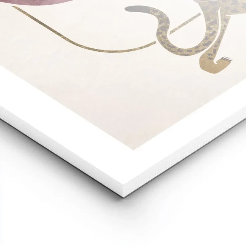 affiche de deux leopards dores tachetes noirs avec des feuilles bordeaux et un c lightpanel.webp