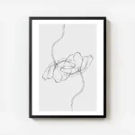 affiche de deux pavots gris clair aux lignes fines et elegantes dessines a la ma avec cadre.webp