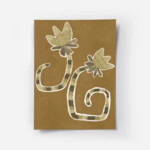 affiche de deux plantes stylisees marron clair et fonce avec des tiges rayees su.webp