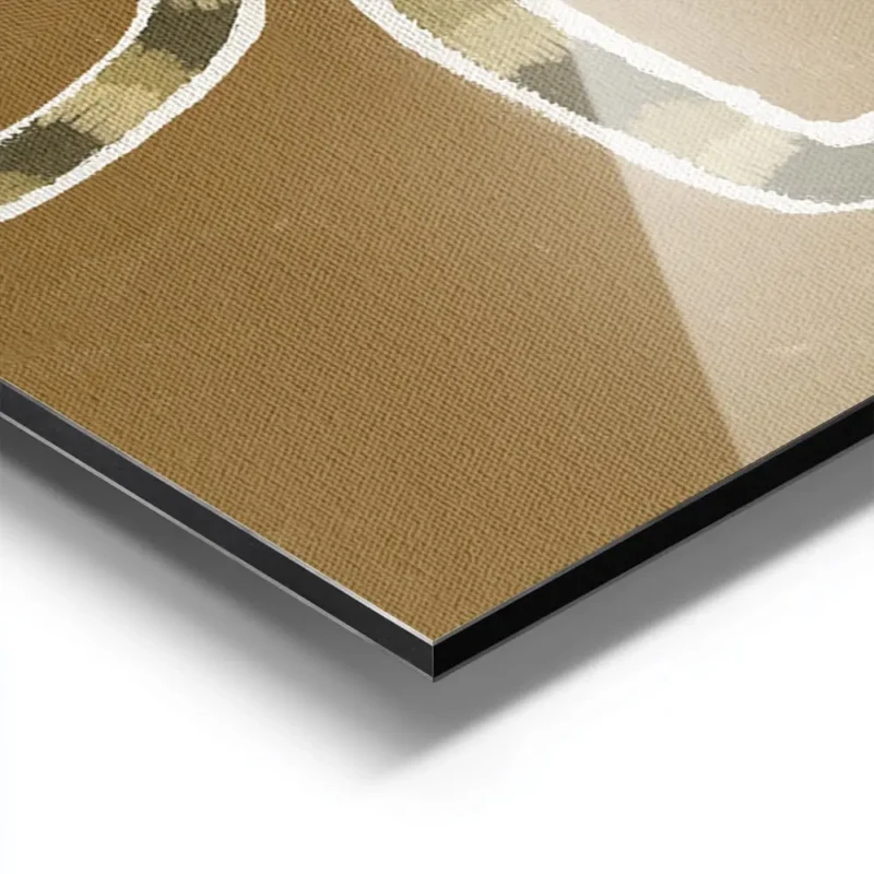 affiche de deux plantes stylisees marron clair et fonce avec des tiges rayees su aluminium.webp