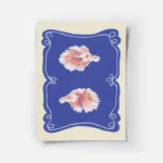 affiche de deux poissons combattants roses aux nageoires eployees sur fond bleu .webp