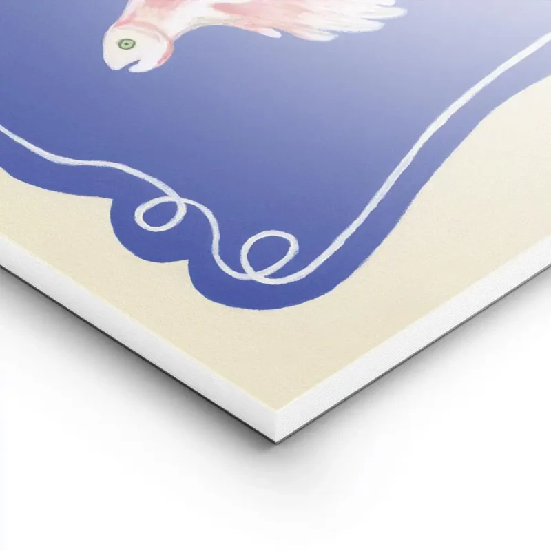 affiche de deux poissons combattants roses aux nageoires eployees sur fond bleu lightpanel.webp