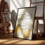 affiche de deux sardines sur une assiette avec un citron et des citrons coupes s encadre.webp